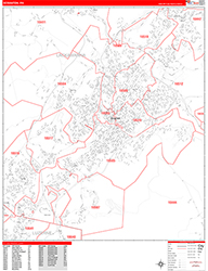 Scranton Wall Map Zip Code Red Line Style 2026