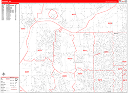 Shawnee Wall Map Zip Code Red Line Style 2026