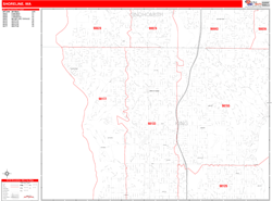 Shoreline Wall Map Zip Code Red Line Style 2024