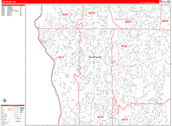 Shoreline Wall Map Zip Code Red Line Style 2026