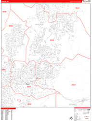Sparks Wall Map Zip Code Red Line Style 2026