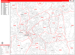 Springfield Wall Map Zip Code Red Line Style 2026