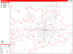 Springfield Wall Map Zip Code Red Line Style 2026