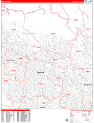 Sunnyvale Wall Map Zip Code Red Line Style 2026