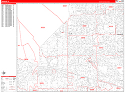 Sunrise Wall Map Zip Code Red Line Style 2026