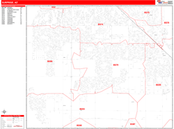 Surprise Wall Map Zip Code Red Line Style 2024