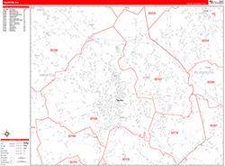 Taunton Wall Map Zip Code Red Line Style 2026