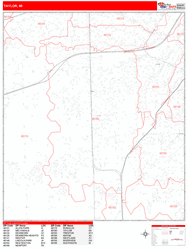 Taylor Wall Map Zip Code Red Line Style 2024