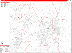 Temple Wall Map Zip Code Red Line Style 2026