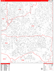 Tigard Wall Map Zip Code Red Line Style 2026