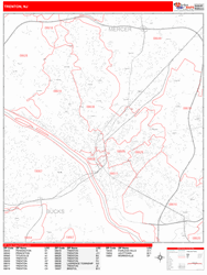 Trenton Wall Map Zip Code Red Line Style 2024