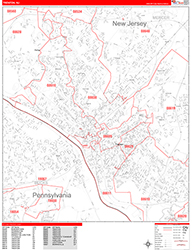 Trenton Wall Map Zip Code Red Line Style 2026