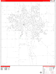 Tulare Wall Map Zip Code Red Line Style 2026