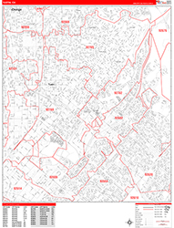 Tustin Wall Map Zip Code Red Line Style 2026