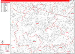 Union Wall Map Zip Code Red Line Style 2026