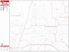 Upland Wall Map Zip Code Red Line Style 2024