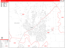Vacaville Wall Map Zip Code Red Line Style 2026