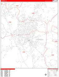 Valdosta Wall Map Zip Code Red Line Style 2026