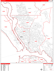 Vallejo Wall Map Zip Code Red Line Style 2026