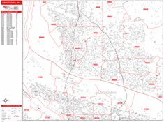 Vancouver Wall Map Zip Code Red Line Style 2024
