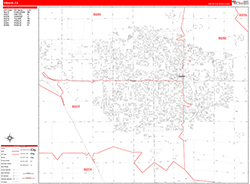 Visalia Wall Map Zip Code Red Line Style 2026