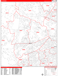 Waltham Wall Map Zip Code Red Line Style 2026