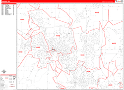 Warren Wall Map Zip Code Red Line Style 2026