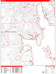 Warwick Wall Map Zip Code Red Line Style 2026