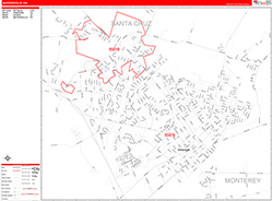 Watsonville Wall Map Zip Code Red Line Style 2026