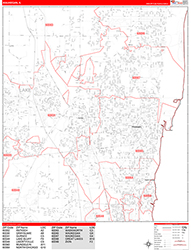 Waukegan Wall Map Zip Code Red Line Style 2026