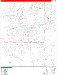 Waukesha Wall Map Zip Code Red Line Style 2026