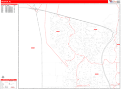 Weston Wall Map Zip Code Red Line Style 2024