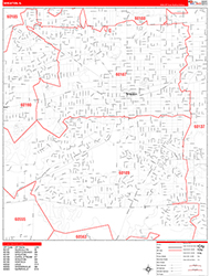 Wheaton Wall Map Zip Code Red Line Style 2026