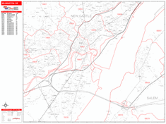 Wilmington Wall Map Zip Code Red Line Style 2024