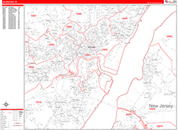 Wilmington Wall Map Zip Code Red Line Style 2026