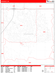 Woodbury Wall Map Zip Code Red Line Style 2024