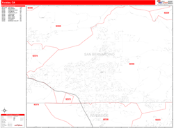 Yucaipa Wall Map Zip Code Red Line Style 2024