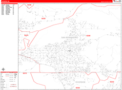 Yucaipa Wall Map Zip Code Red Line Style 2026