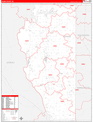 Adams County, WI Wall Map Zip Code Red Line Style 2026