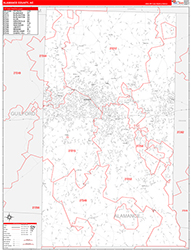 Alamance County, NC Wall Map Zip Code Red Line Style 2026