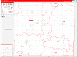 Allen County, KS Wall Map Zip Code Red Line Style 2026