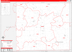 Appanoose County, IA Wall Map Zip Code Red Line Style 2026