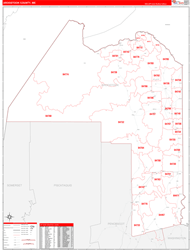 Aroostook County, ME Wall Map Zip Code Red Line Style 2024