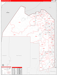 Aroostook County, ME Wall Map Zip Code Red Line Style 2026