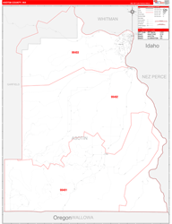 Asotin County, WA Wall Map Zip Code Red Line Style 2024