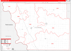 Atchison County, MO Wall Map Zip Code Red Line Style 2026