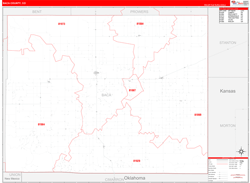 Baca County, CO Wall Map Zip Code Red Line Style 2024
