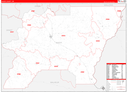Baker County, OR Wall Map Zip Code Red Line Style 2024
