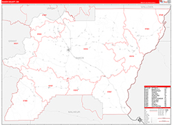 Baker County, OR Wall Map Zip Code Red Line Style 2026