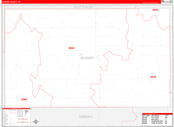 Banner County, NE Wall Map Zip Code Red Line Style 2024